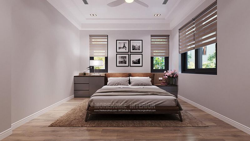 Sản phẩm giường ngủ bằng gỗ óc chó hiện đại cao cấp cho nội thất phòng ngủ biệt thự Starlake Tây Hồ, Hà Nội