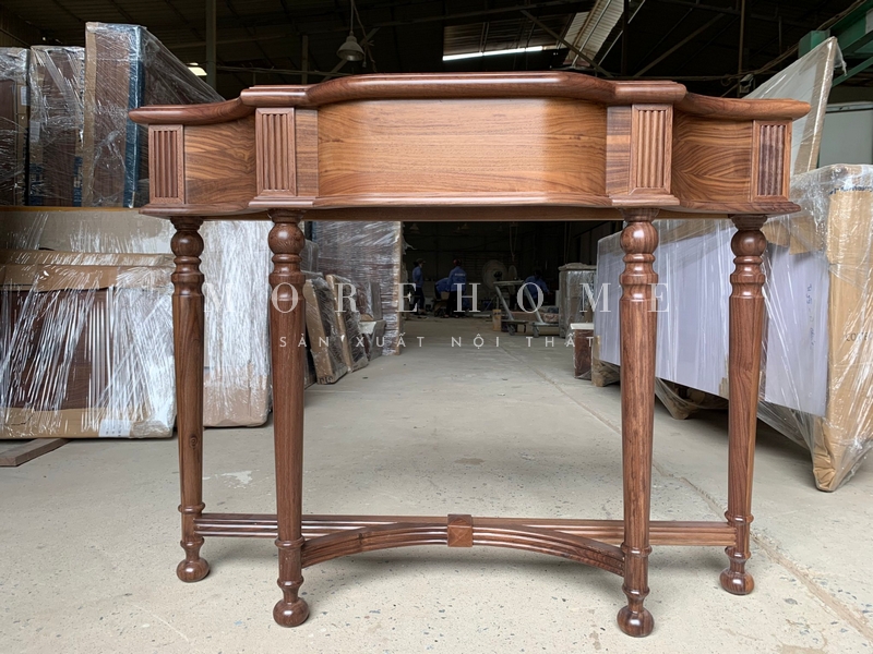 Bàn Console Tân cổ điển, gỗ óc chó phun PU cao cấp